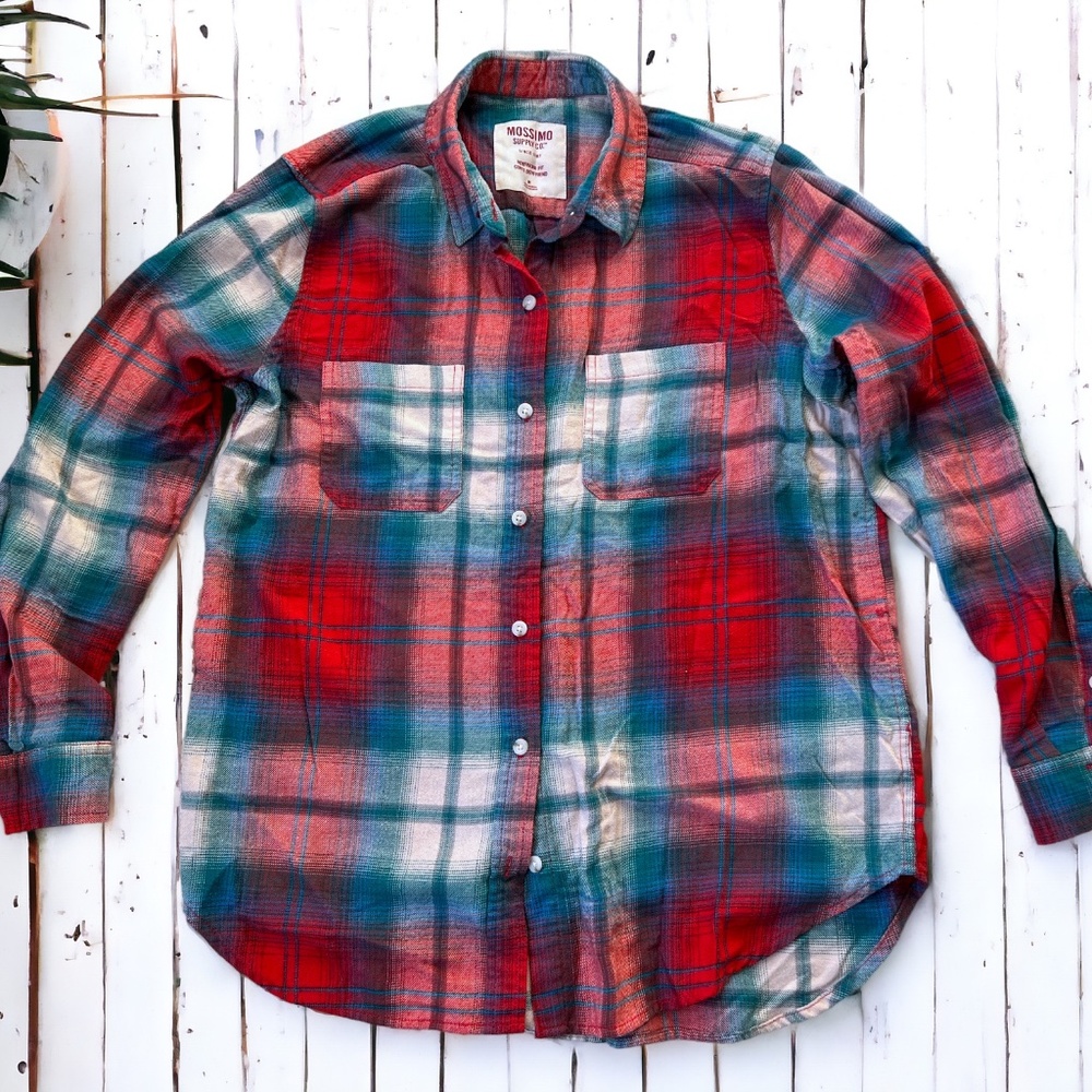**3/$25**  Mossimo Red and Teal Flannel Shirt - M